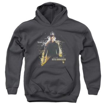 Charcoal youth hoodie for ages 8 to 12 with Star Trek Movies Dark Hero graphic