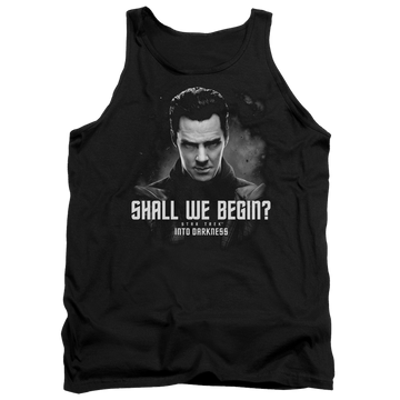 Black men's tank with Star Trek Shall We Begin graphic