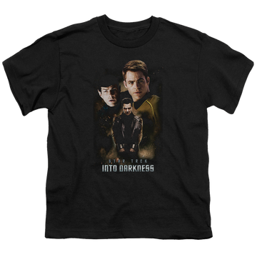 Black youth t-shirt for ages 8 to 12 with Star Trek Movies Aftermath graphic