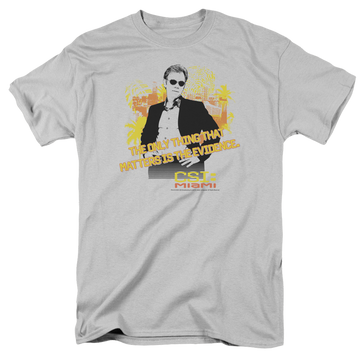 Silver men's regular fit t-shirt with CSI Miami Hand On Hips graphic