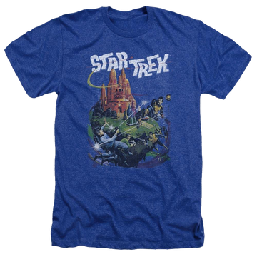 Royal men's heather t-shirt with Star Trek Vulcan Battle graphic