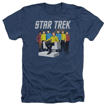 Navy men's heather t-shirt with Star Trek Vector Crew graphic