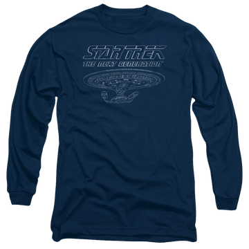 Navy men's long sleeve t-shirt with Star Trek The Next Generation Tng Enterprise graphic