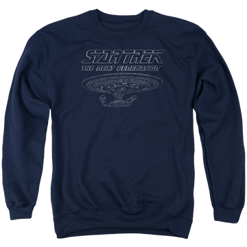 Navy men's crewneck sweatshirt with Star Trek The Next Generation Tng Enterprise graphic