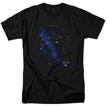 Black men's regular fit t-shirt with Star Trek Spock Constellations graphic