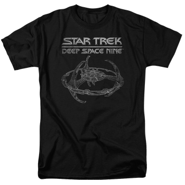 Black men's regular fit t-shirt with Star Trek Deep Space Nine Ds9 Station graphic