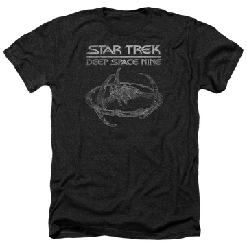 Charcoal men's heather t-shirt with Star Trek Deep Space Nine Ds9 Station graphic