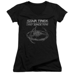 Star Trek Deep Space Nine Ds9 Station - Juniors V-Neck T-Shirt Juniors V-Neck T-Shirt Star Trek   