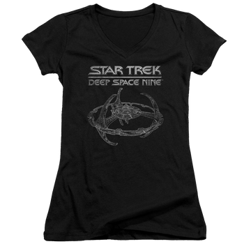 Star Trek Deep Space Nine Ds9 Station - Juniors V-Neck T-Shirt Juniors V-Neck T-Shirt Star Trek   