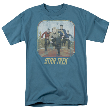 Slate men's regular fit t-shirt with Star Trek Running Cartoon Crew graphic
