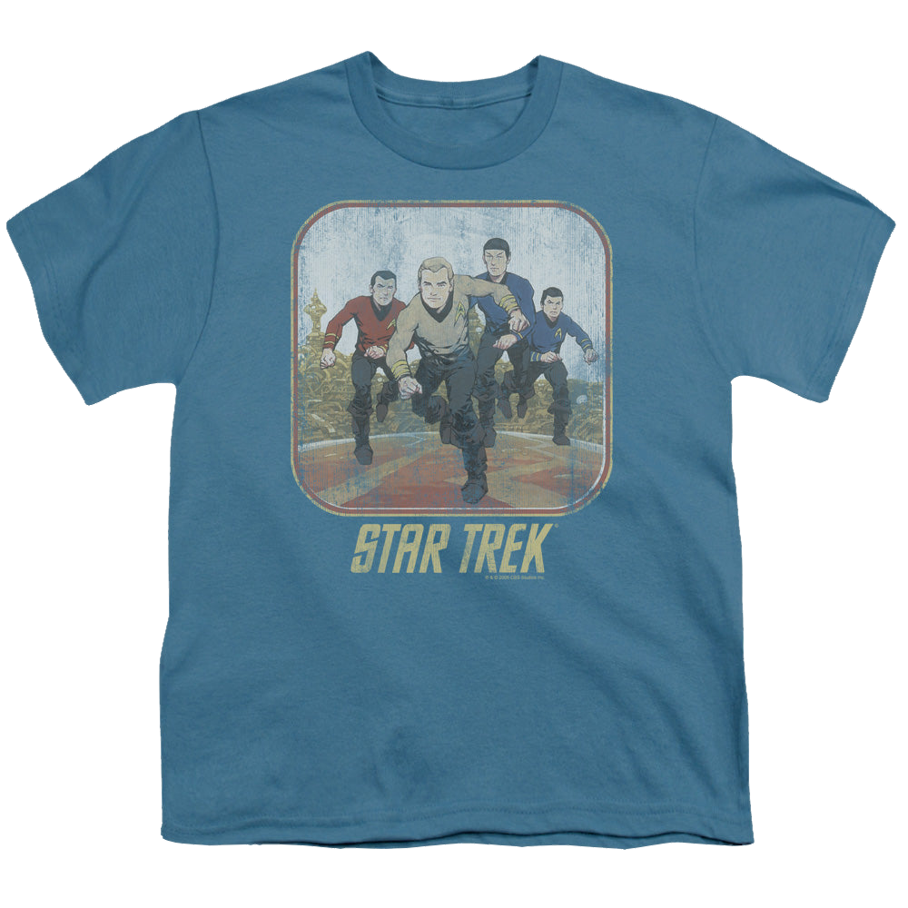 Star Trek The Animated Series Running Cartoon Crew - Youth T-Shirt Youth T-Shirt (Ages 8-12) Star Trek   
