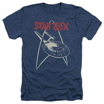 Navy men's heather t-shirt with Star Trek Ship Symbol graphic