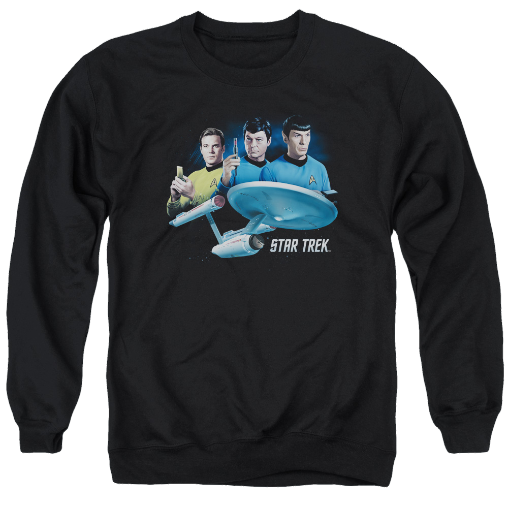 Star Trek Main Three Men's Crewneck Sweatshirt Men's Crewneck Sweatshirt Star Trek   