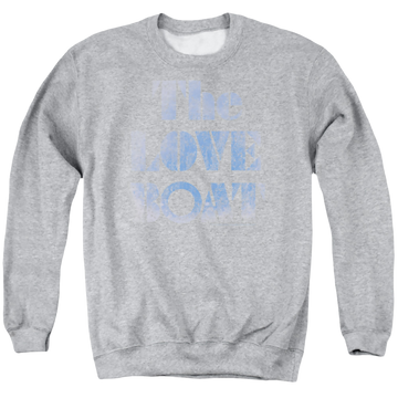 Athletic heather men's crewneck sweatshirt with The Love Boat Distressed graphic