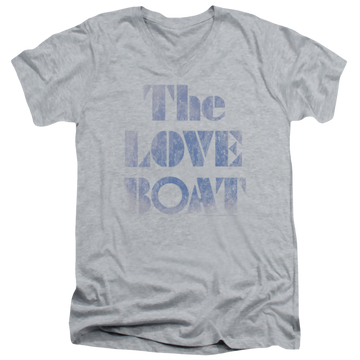 Athletic heather men's v-neck t-shirt with The Love Boat Distressed graphic