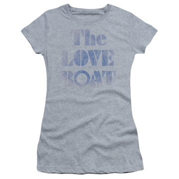 Athletic heather juniors t-shirt with The Love Boat Distressed graphic