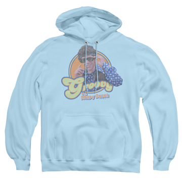 Light blue pullover hoodie with Brady Bunch Groovy Greg graphic