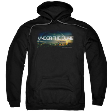 Black pullover hoodie with Under the Dome Dome Key Art graphic