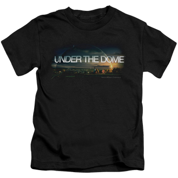 Black kid's t-shirt for ages 4 to 7 with Under the Dome Dome Key Art graphic