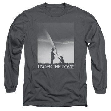 Charcoal men's long sleeve t-shirt with Under the Dome Im Speilburg graphic