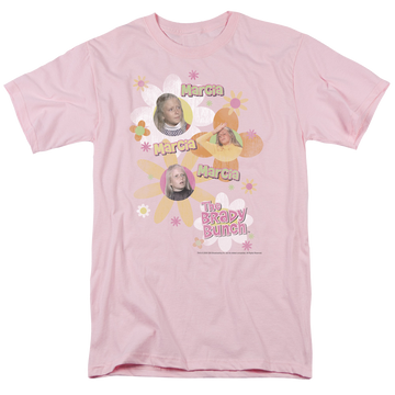 Pink men's regular fit t-shirt with Brady Bunch MARCIA MARCIA graphic
