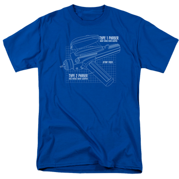 Royal men's regular fit t-shirt with Star Trek Phaser Plans graphic