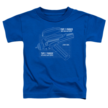Royal toddler t-shirt with Star Trek Phaser Plans graphic