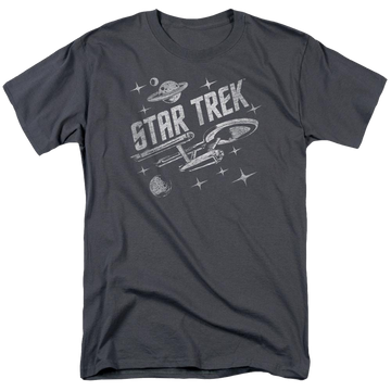 Charcoal men's regular fit t-shirt with Star Trek Through Space graphic
