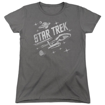 Charcoal women's t-shirt with Star Trek Through Space graphic