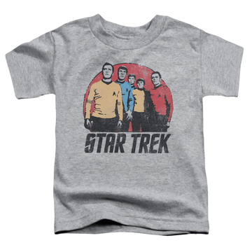 Athletic heather toddler t-shirt with Star Trek Landing Party graphic