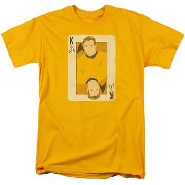 Gold men's regular fit t-shirt with Star Trek Tos King graphic