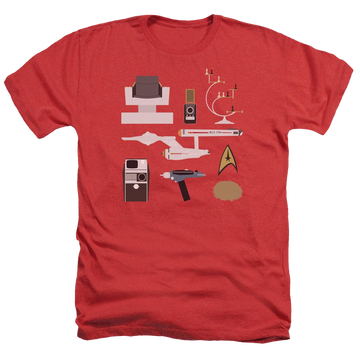 Red men's heather t-shirt with Star Trek Tos Gift Set graphic