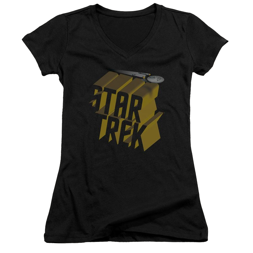 Star Trek 3d Logo Juniors V-Neck T-Shirt Juniors V-Neck T-Shirt Star Trek   