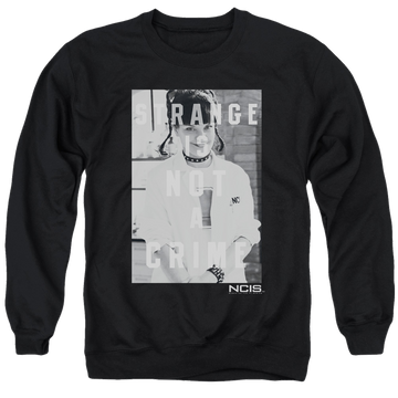 Black men's crewneck sweatshirt with NCIS Strange graphic