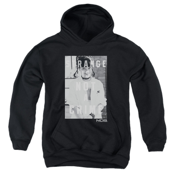 Black youth hoodie for ages 8 to 12 with NCIS Strange graphic