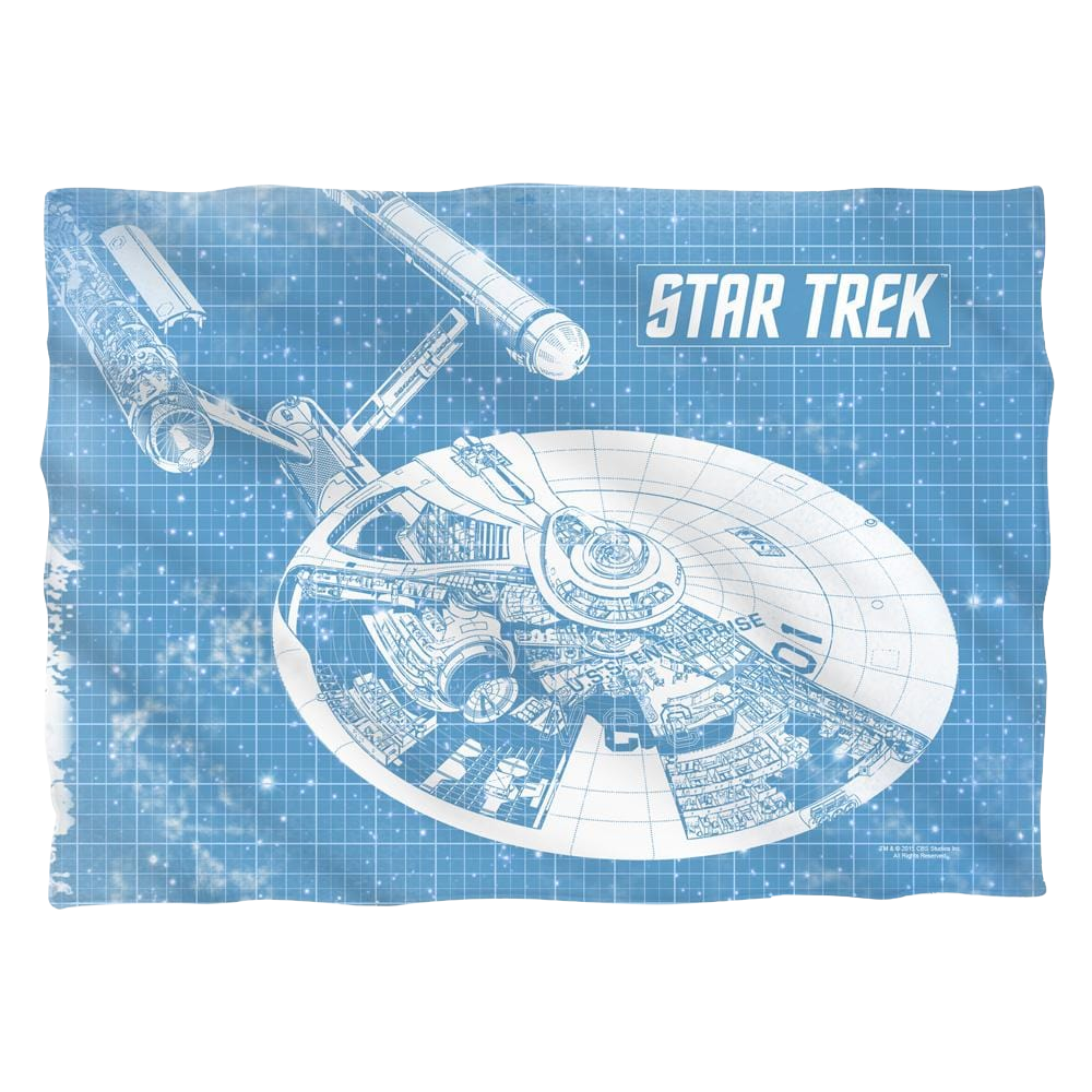 Star Trek The Original Series Enterprise Blueprint (Front/Back Print) - Pillow Case Pillow Cases Star Trek   