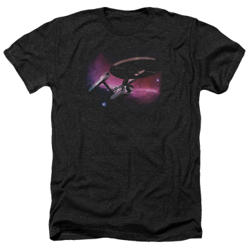 Charcoal men's heather t-shirt with Star Trek Prime Directive graphic