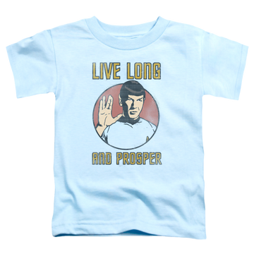 Light blue toddler t-shirt with Star Trek Long Life graphic