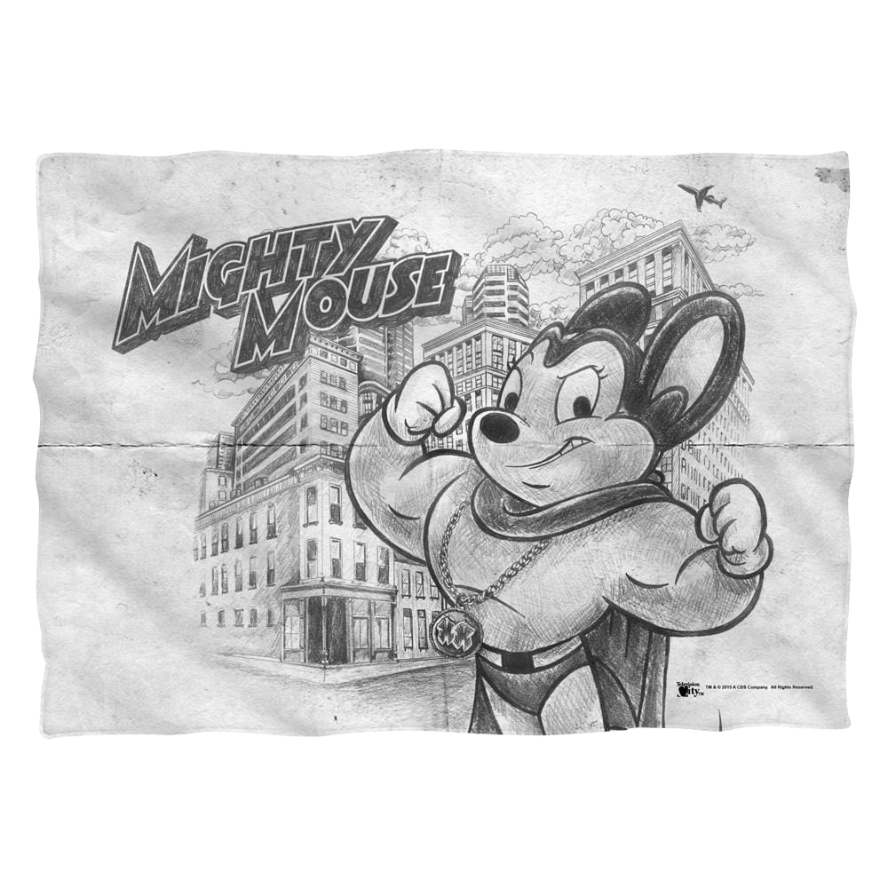 Mighty Mouse Sketch (Front/Back Print) - Pillow Case Pillow Cases Mighty Mouse   