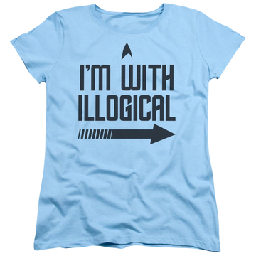 Light blue women's t-shirt with Star Trek With Illogical graphic