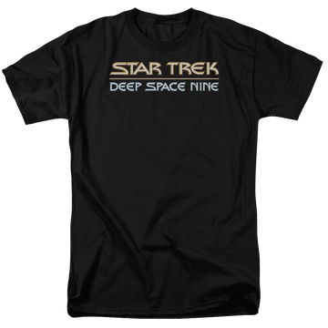 Black men's regular fit t-shirt with Star Trek Deep Space Nine Deep Space Nine Logo graphic