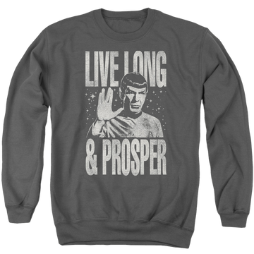 Charcoal men's crewneck sweatshirt with Star Trek Prosper graphic