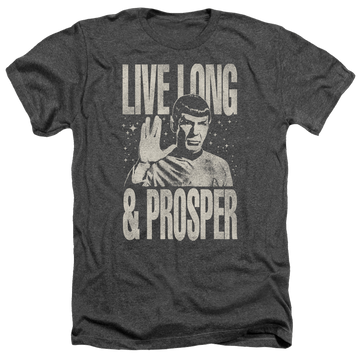 Charcoal men's heather t-shirt with Star Trek Prosper graphic