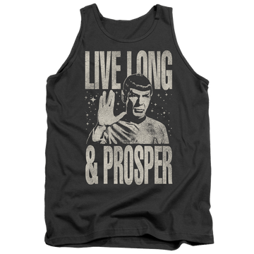 Charcoal men's tank with Star Trek Prosper graphic