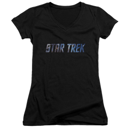 Star Trek Space Logo Juniors V-Neck T-Shirt Juniors V-Neck T-Shirt Star Trek   