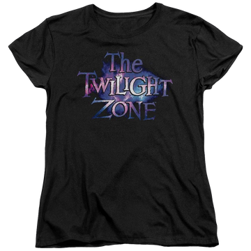 Black women's t-shirt with The Twilight Zone Twilight Galaxy graphic