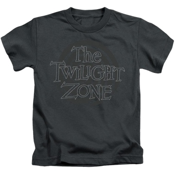Charcoal kid's t-shirt for ages 4 to 7 with The Twilight Zone Spiral Logo graphic