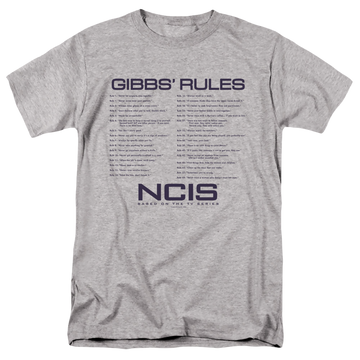 Athletic heather men's regular fit t-shirt with NCIS Gibbs Rules graphic