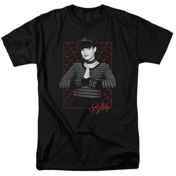 Black men's regular fit t-shirt with NCIS Abby Webs graphic