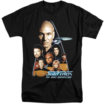 Black men's tall fit t-shirt with Star Trek The Next Generation graphic